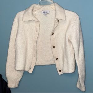 & Other Stories Stockholm Atelier Cropped Button Front Cardigan Alpaca and Wool